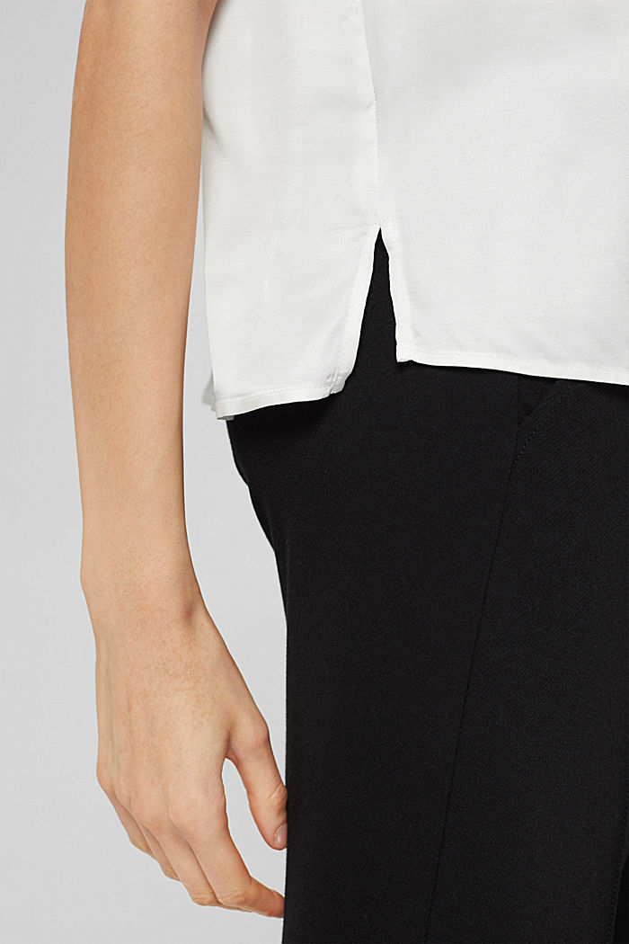 Short sleeve silk-effect blouse, OFF WHITE, detail image number 5