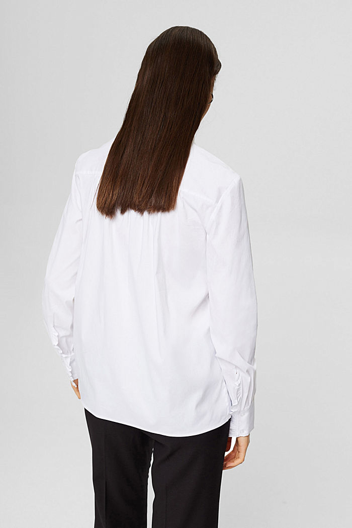 Blusa con ruches sulle maniche, WHITE, detail image number 3