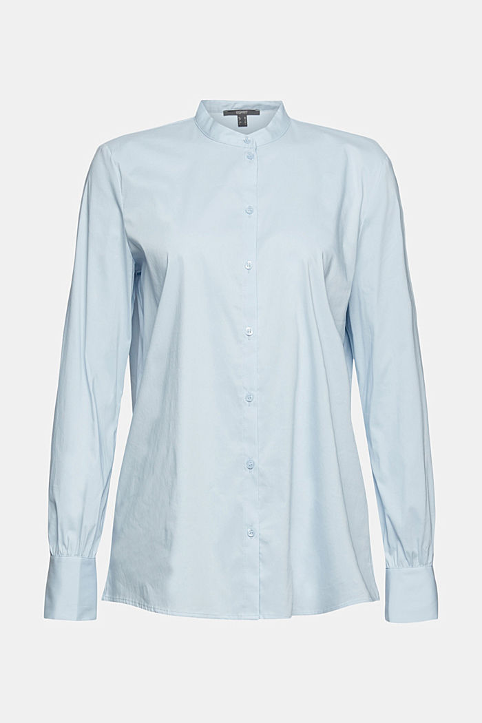 Blouse with frilled details on the sleeves, LIGHT BLUE, overview