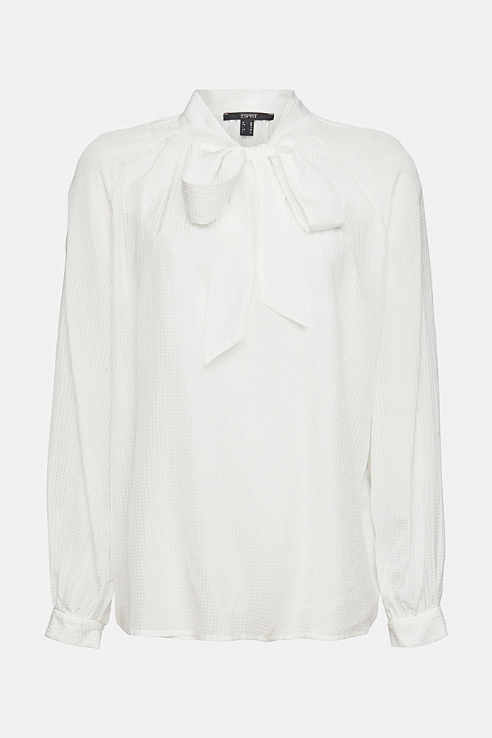 Semi-sheer pussycat bow blouse, OFF WHITE, detail image number 6