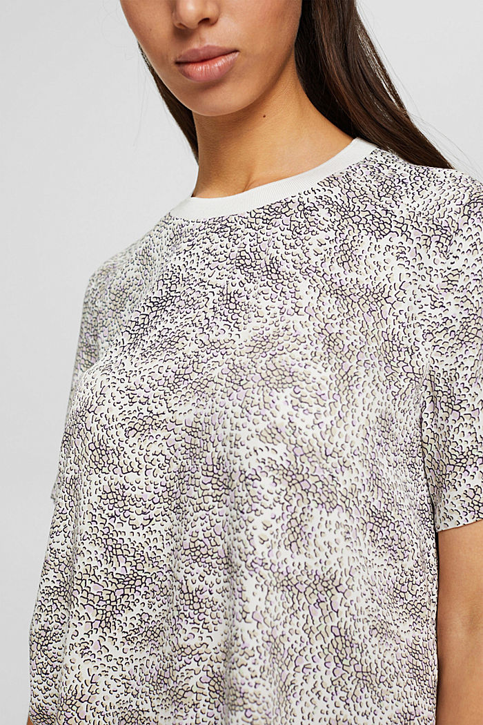 Short-sleeved blouse with a print, LENZING™ ECOVERO™, OFF WHITE, detail image number 2