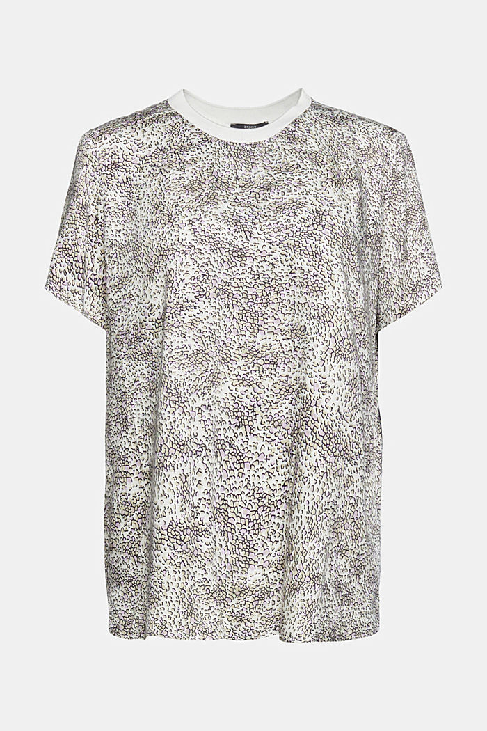 Short-sleeved blouse with a print, LENZING™ ECOVERO™