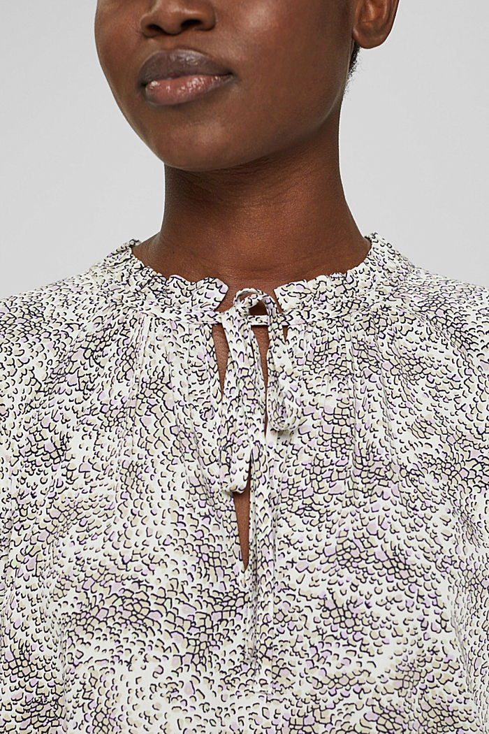 Gemusterte Bluse mit Bindebändern, OFF WHITE, detail image number 2