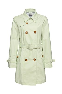 ESPRIT Trench-coat court à ceinture, coton biologique mélangé