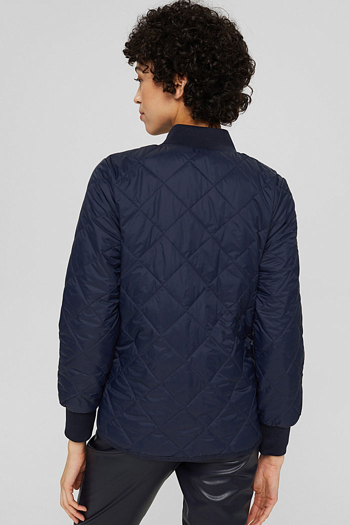 Made of recycled material: Quilted jacket with zip, NAVY, detail image number 3