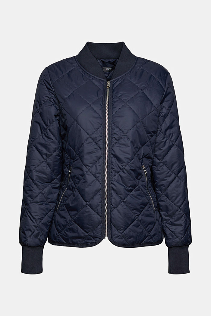 Made of recycled material: Quilted jacket with zip, NAVY, detail image number 5