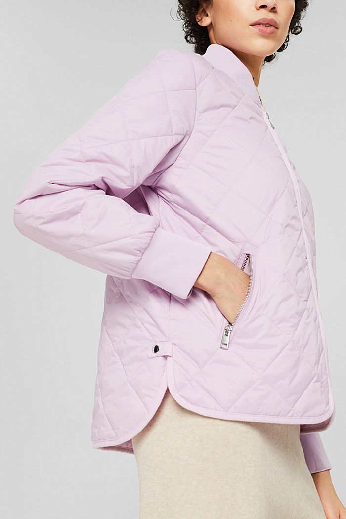 Made of recycled material: Quilted jacket with zip, LILAC, detail image number 2