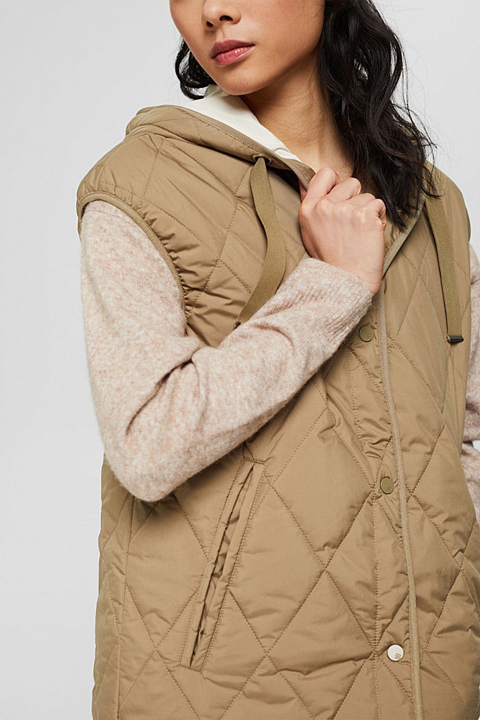Recycled: Quilted body warmer with padding, KHAKI GREEN, detail image number 2