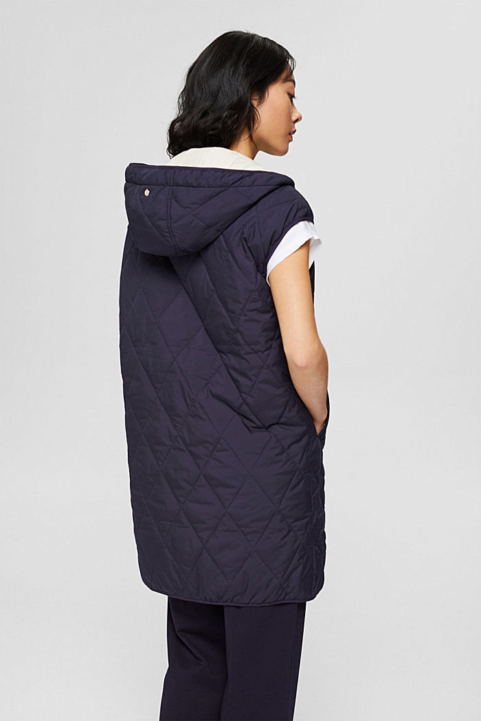 Recycled: Quilted body warmer with padding, NAVY, detail image number 3