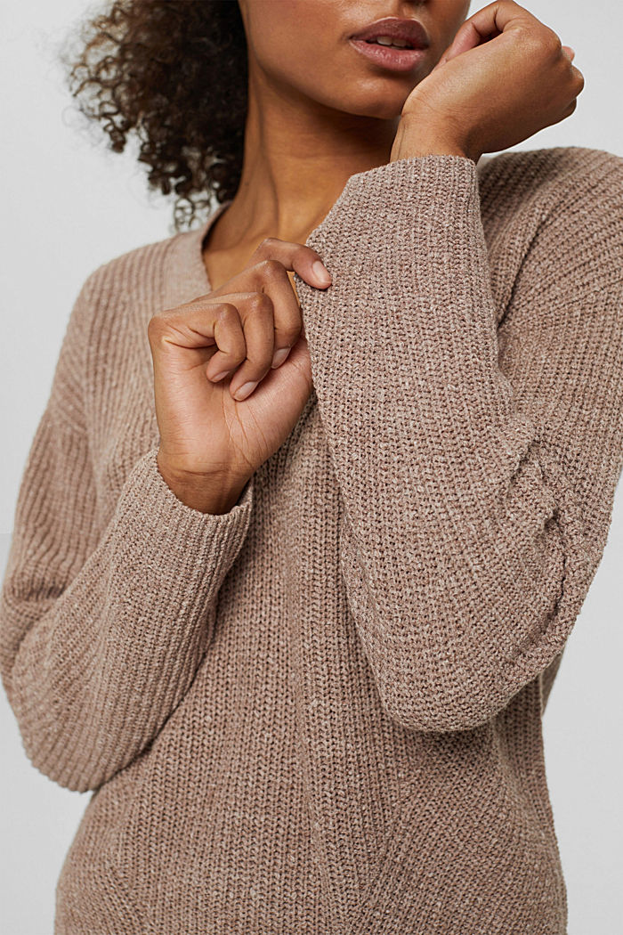 Chunky knit jumper made of blended cotton, TAUPE, detail image number 2