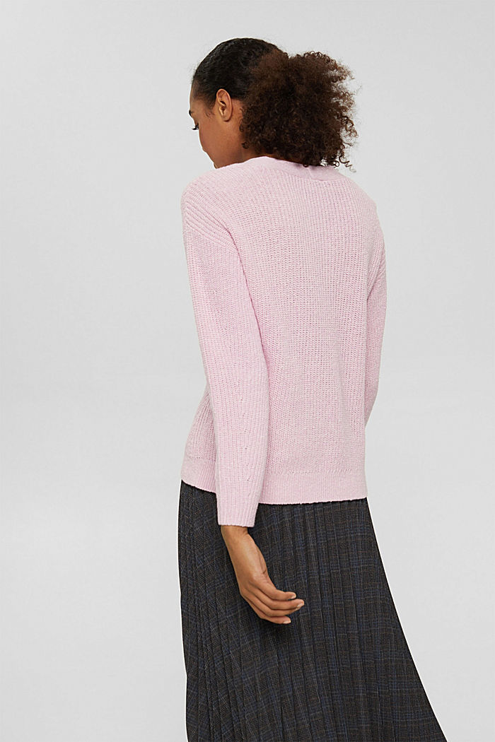 Chunky knit jumper made of blended cotton, LILAC, detail image number 3