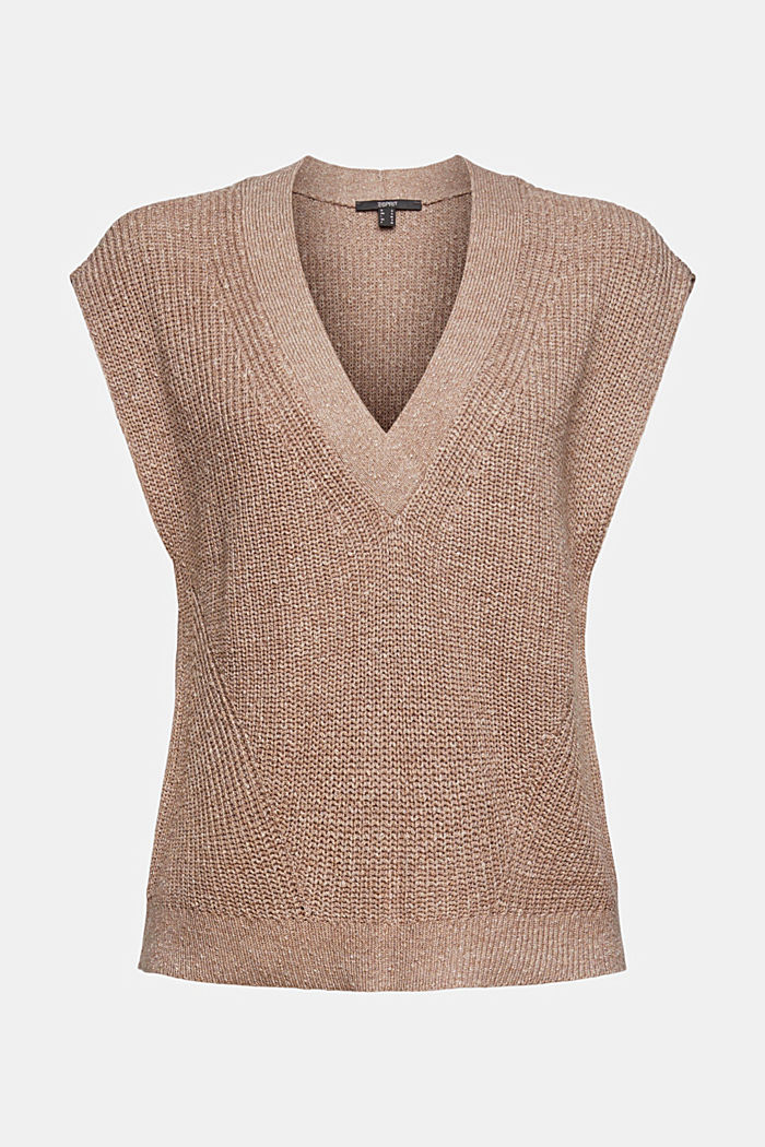 Cotton blend sleeveless jumper, TAUPE, detail image number 6