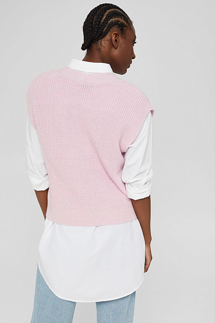 Cotton blend sleeveless jumper, LILAC, detail image number 3