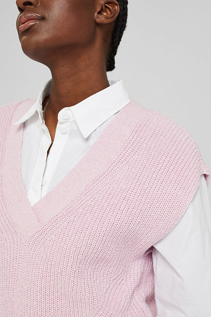 Cotton blend sleeveless jumper, LILAC, detail image number 2