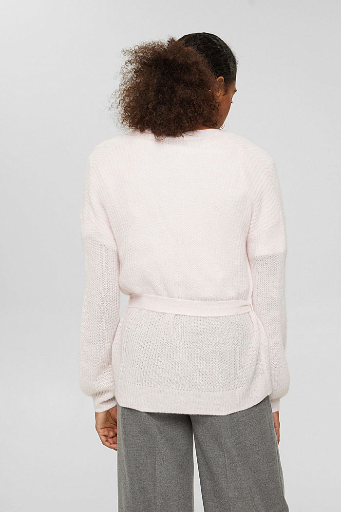 Wrap cardigan in a wool and alpaca blend, LIGHT PINK, detail image number 3