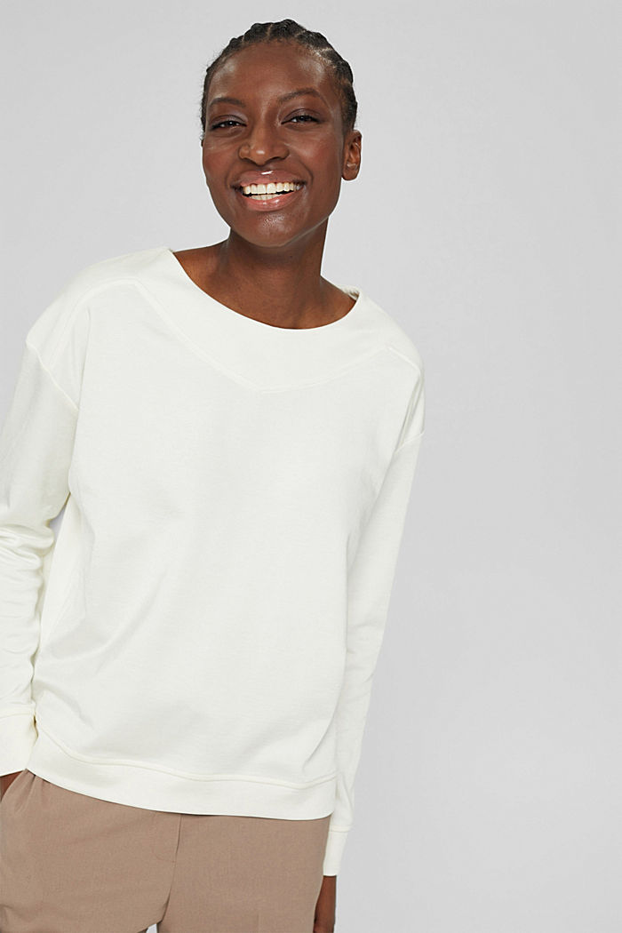 Sweat-shirt en coton mélangé, OFF WHITE, detail image number 0