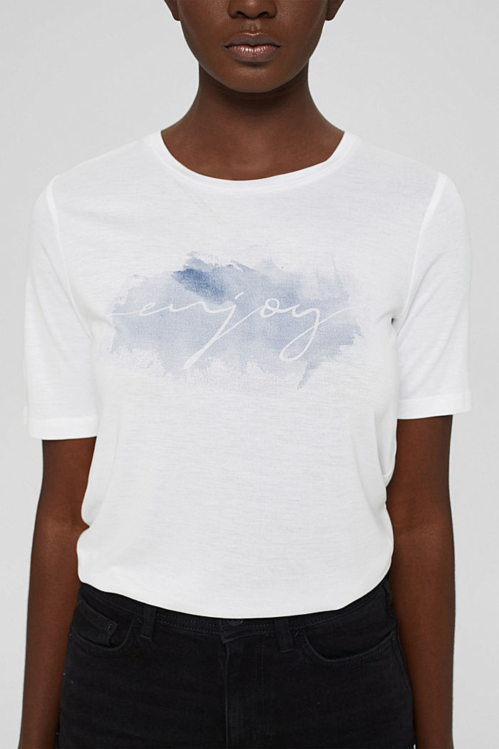 T-Shirt mit Print, LENZING™ ECOVERO™, WHITE, detail image number 2