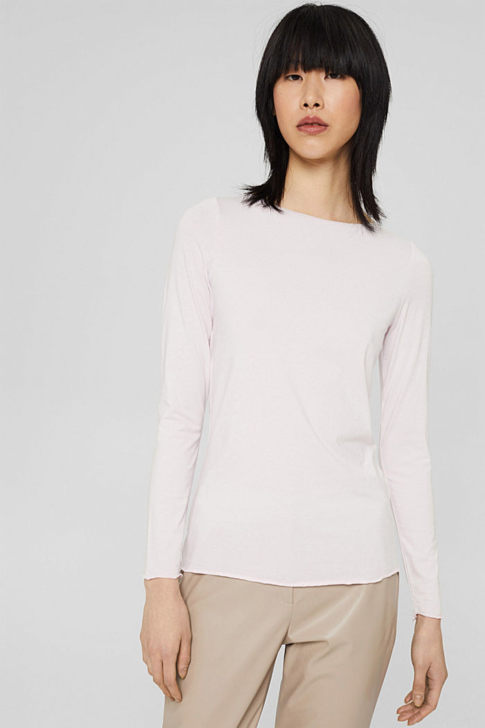 Long sleeve top made of blended organic cotton, LIGHT PINK, detail image number 0