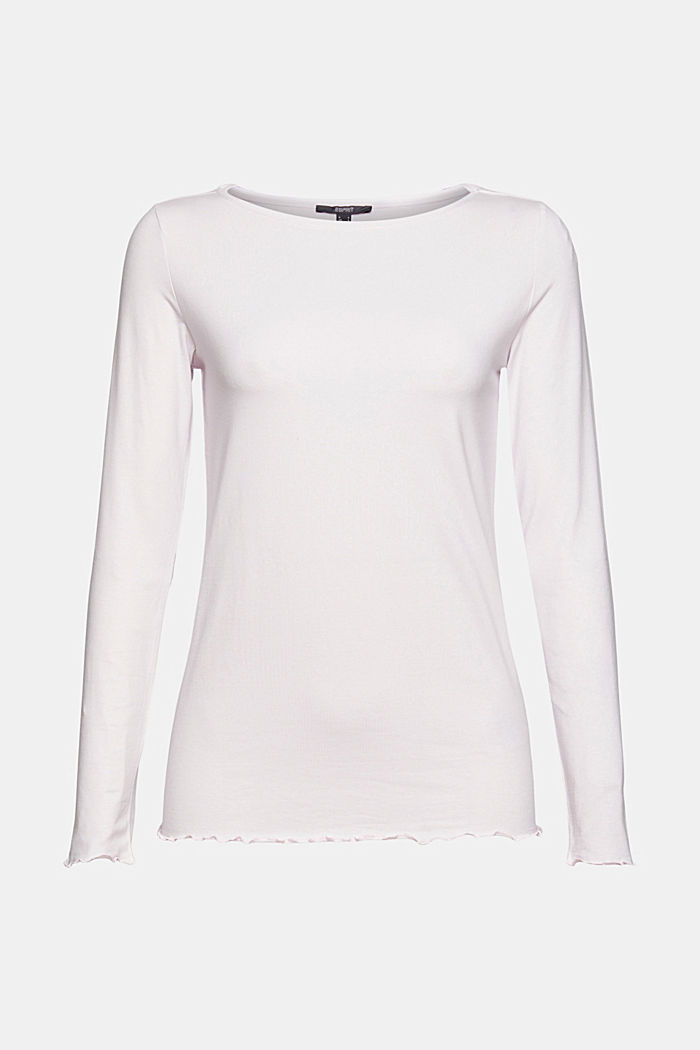 Long sleeve top made of blended organic cotton, LIGHT PINK, overview