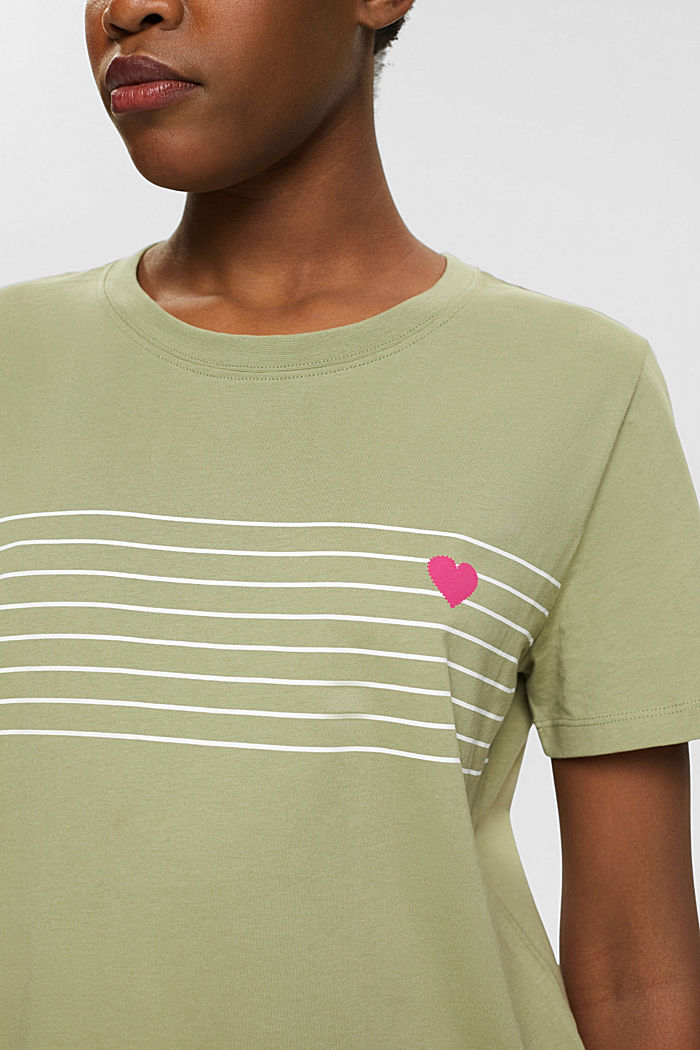 T-shirt with heart print, LIGHT KHAKI, detail-asia image number 4