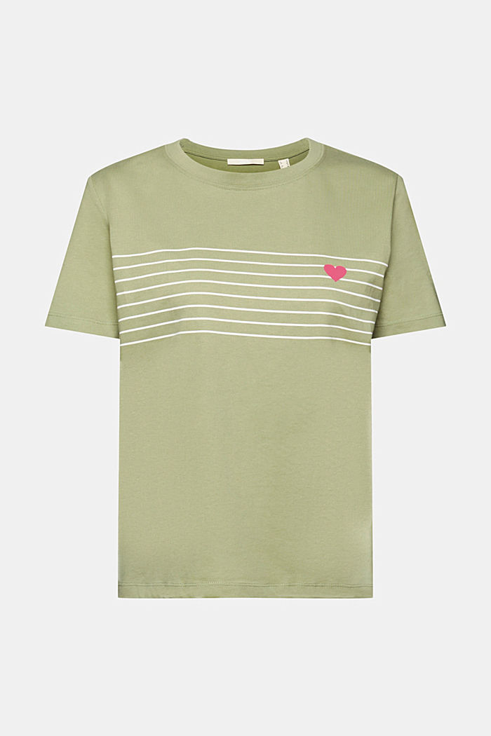 T-shirt with heart print, LIGHT KHAKI, detail-asia image number 6