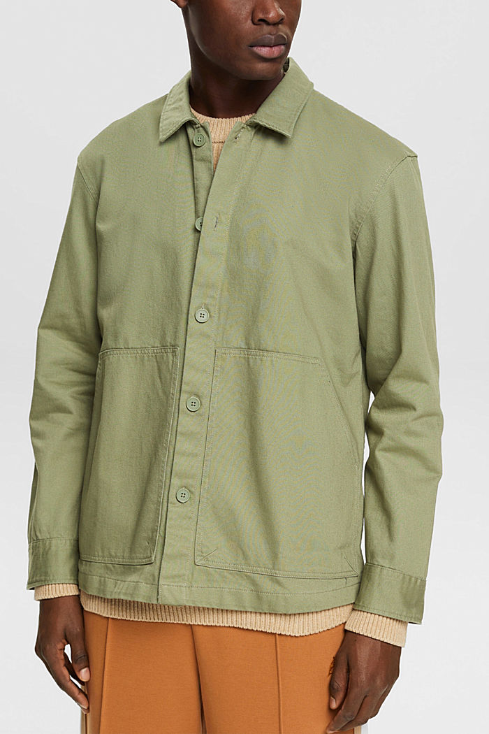 Organic cotton overshirt, LIGHT KHAKI, detail-asia image number 0