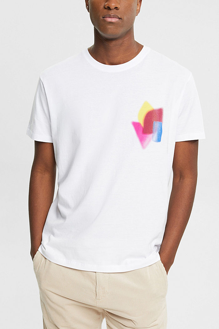 T-shirt with chest print, WHITE, detail-asia image number 0