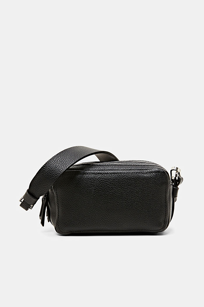 Small faux leather shoulder bag, BLACK, detail-asia image number 2