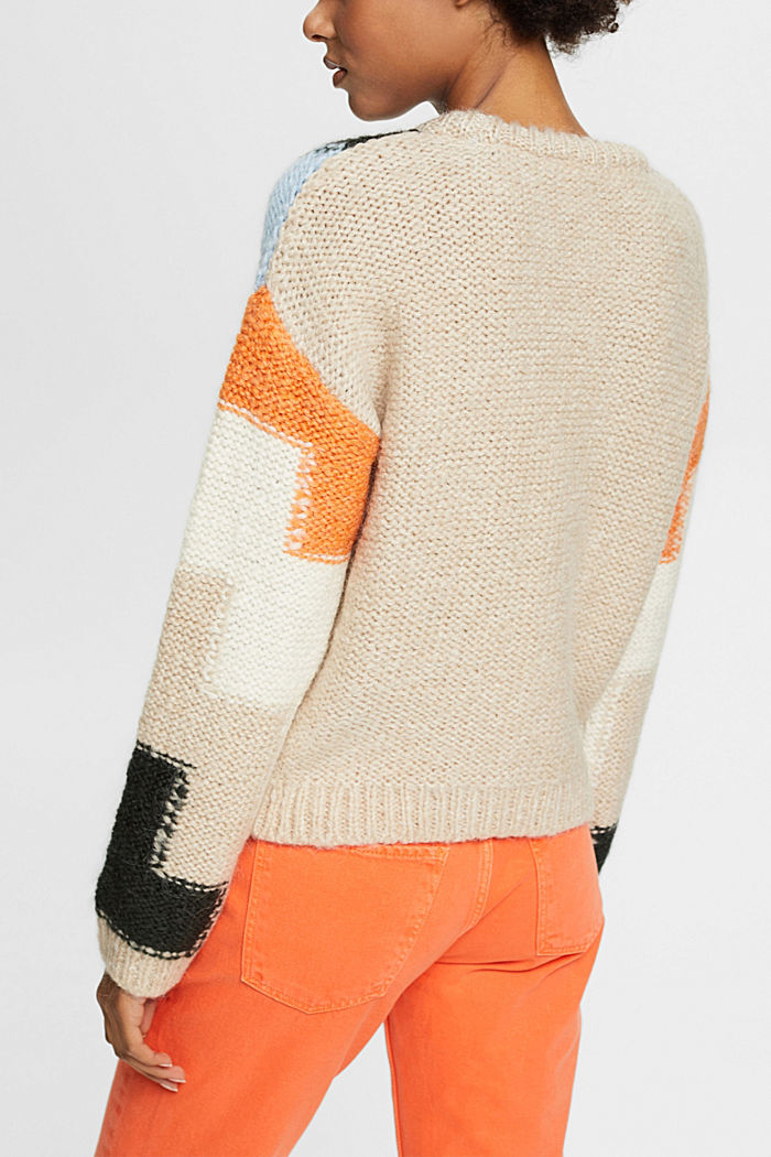 Chunky knit intarsia jumper, LIGHT TAUPE, detail-asia image number 1