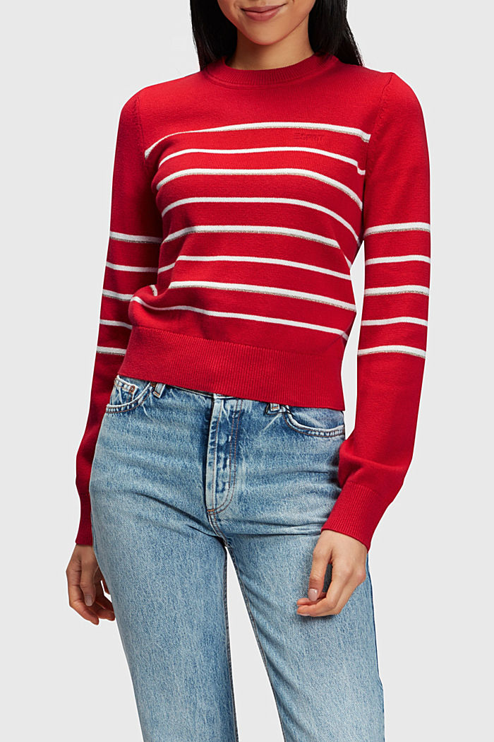 Striped knitted jumper with cashmere, RED, detail-asia image number 0