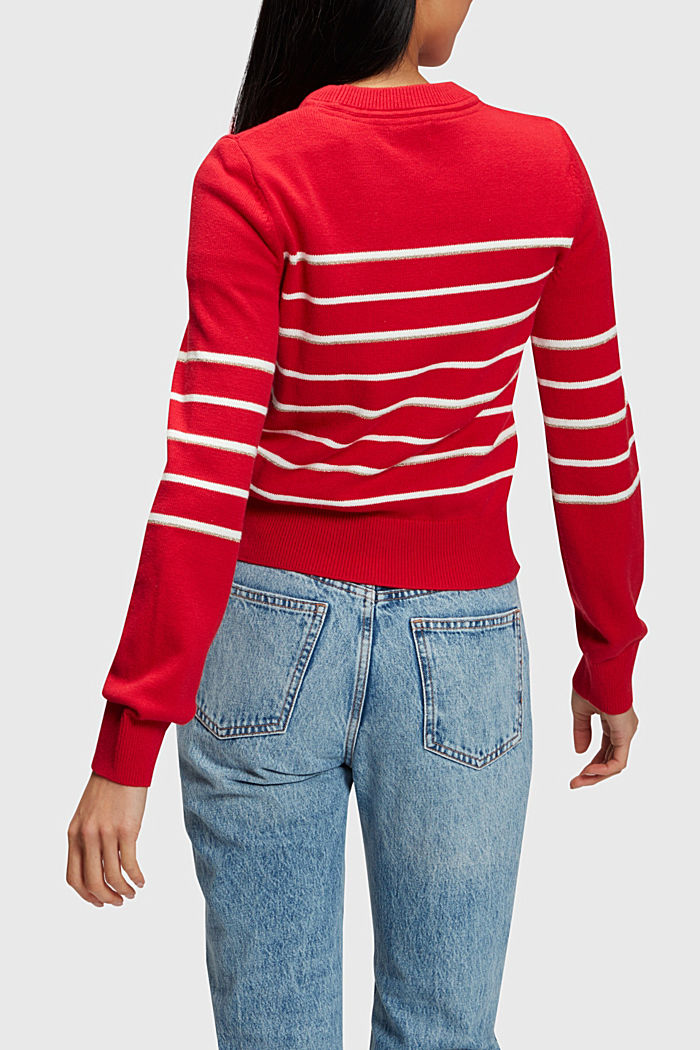 Striped knitted jumper with cashmere, RED, detail-asia image number 1