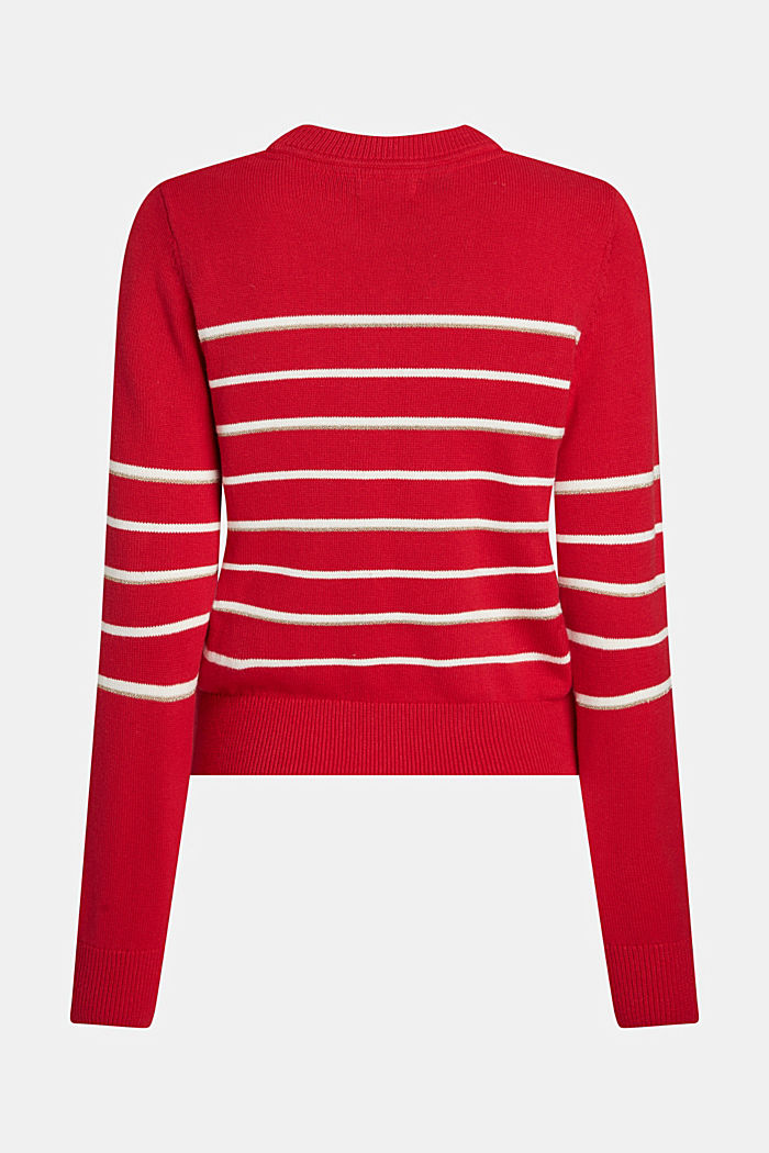 Striped knitted jumper with cashmere, RED, detail-asia image number 5