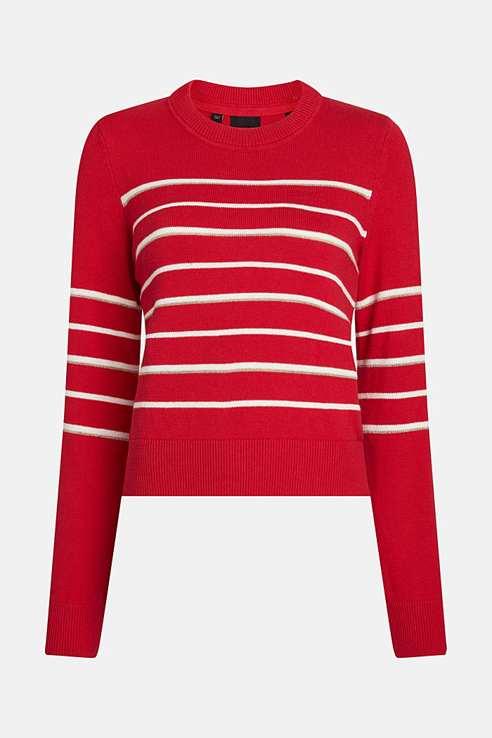 Striped knitted jumper with cashmere, RED, detail-asia image number 4
