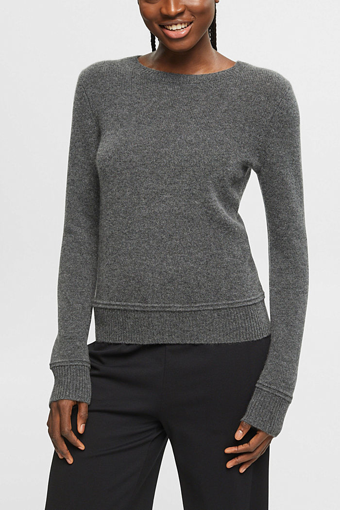 Cashmere sweater, ANTHRACITE, detail-asia image number 0