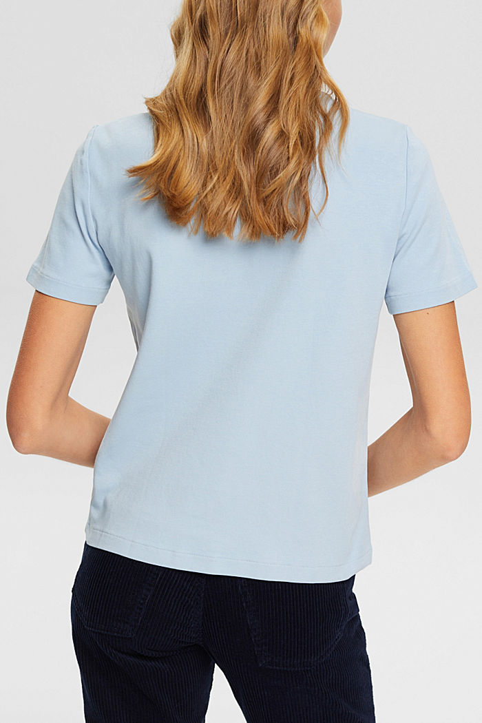 organic cotton t-shirt with embroidered logo, PASTEL BLUE, detail-asia image number 3