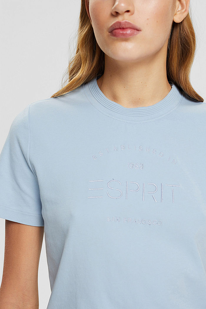 organic cotton t-shirt with embroidered logo, PASTEL BLUE, detail-asia image number 2