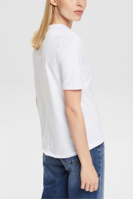 하트 모양 로고 코튼 티셔츠, WHITE, detail-asia image number 3