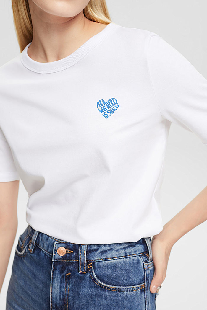 Cotton t-shirt with heart-shaped logo, WHITE, detail-asia image number 2