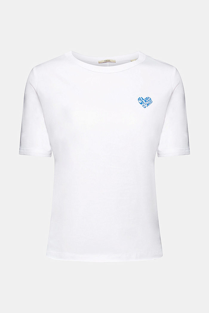 하트 모양 로고 코튼 티셔츠, WHITE, detail-asia image number 6