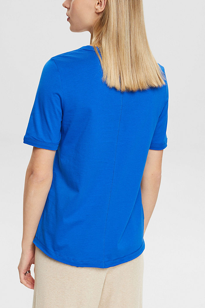 Cotton t-shirt with heart-shaped logo, BLUE, detail-asia image number 3