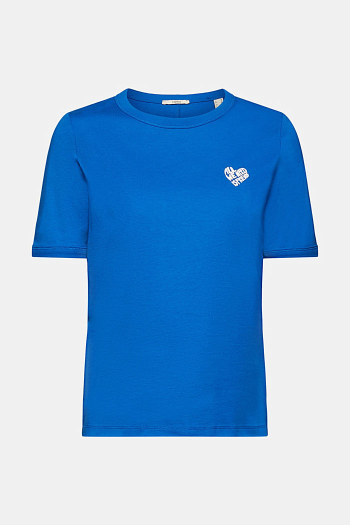 Cotton t-shirt with heart-shaped logo, BLUE, detail-asia image number 6