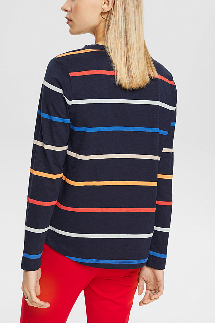 Striped long-sleeved top, NAVY, detail-asia image number 3