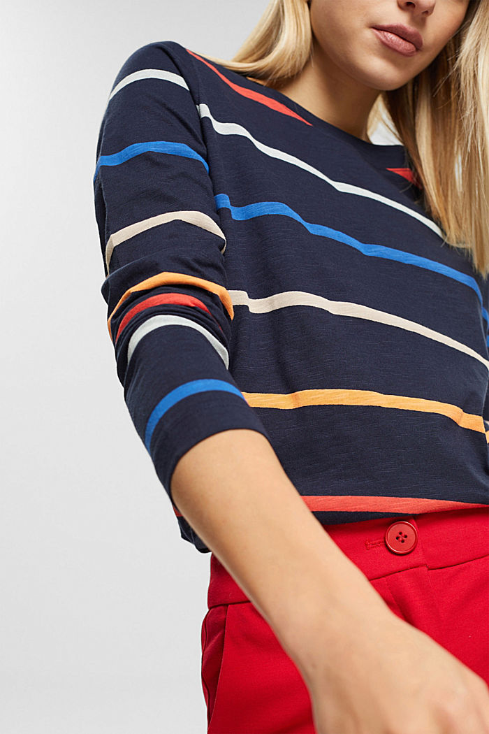 Striped long-sleeved top, NAVY, detail-asia image number 2