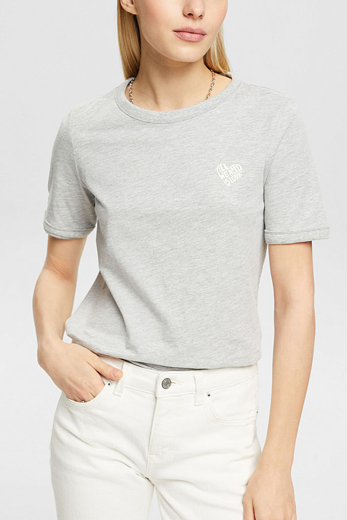 Cotton blend T-shirt, LENZING™ ECOVERO™, LIGHT GREY, detail-asia image number 0
