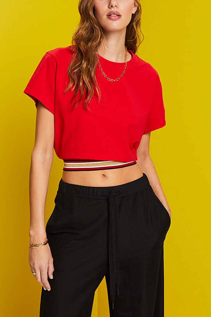 Cropped t-shirt with glitter band
