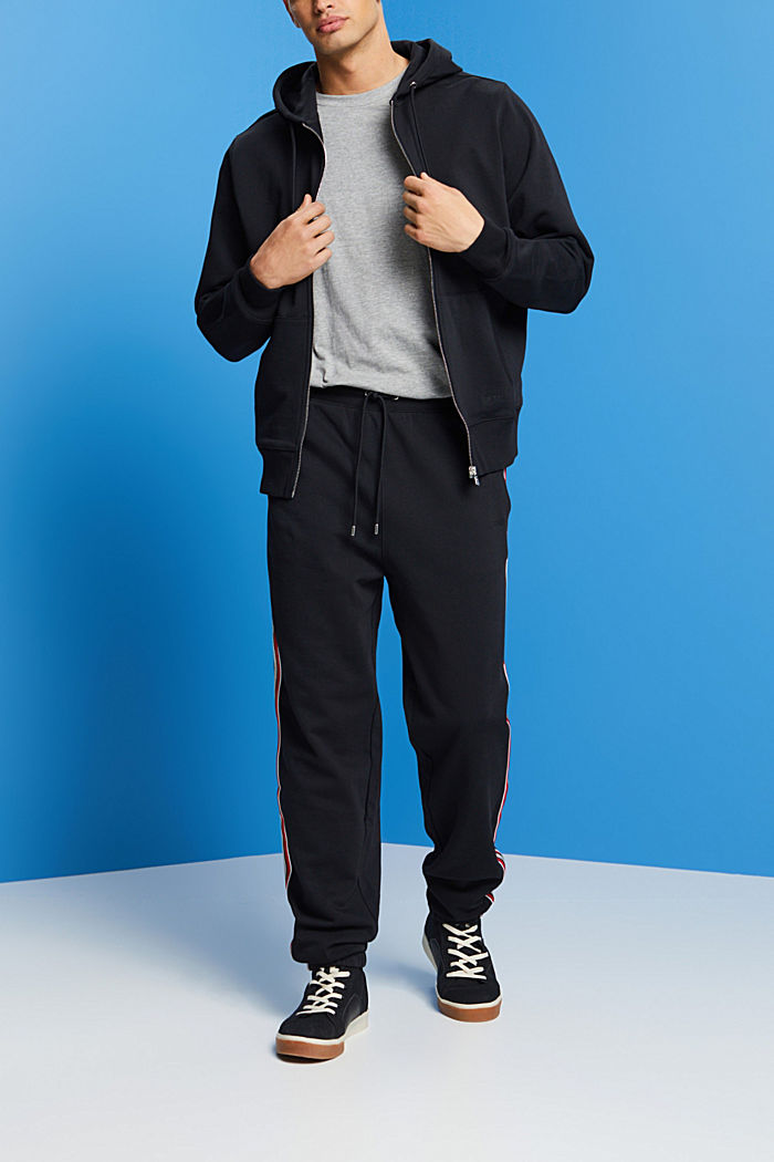 Striped Cotton Track Pants, BLACK, detail-asia image number 1