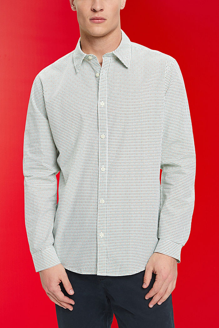 Slim fit shirt with all-over pattern, WHITE, detail-asia image number 0
