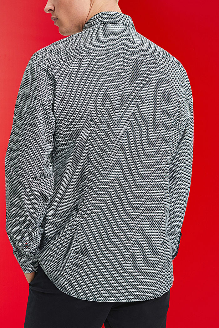 Slim fit shirt with all-over pattern, DARK TEAL GREEN, detail-asia image number 3
