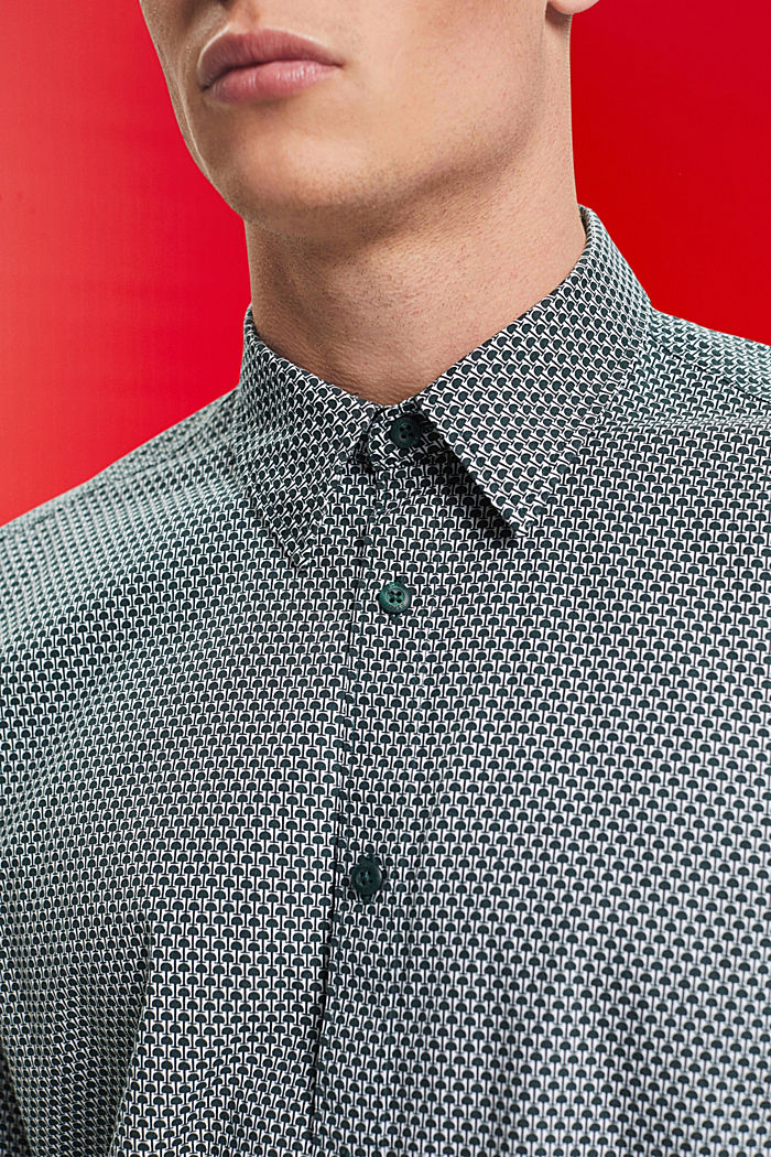 Slim fit shirt with all-over pattern, DARK TEAL GREEN, detail-asia image number 2