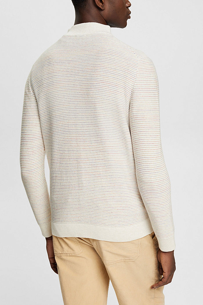 Half-zip knit jumper with colourful stripes, OFF WHITE, detail-asia image number 3